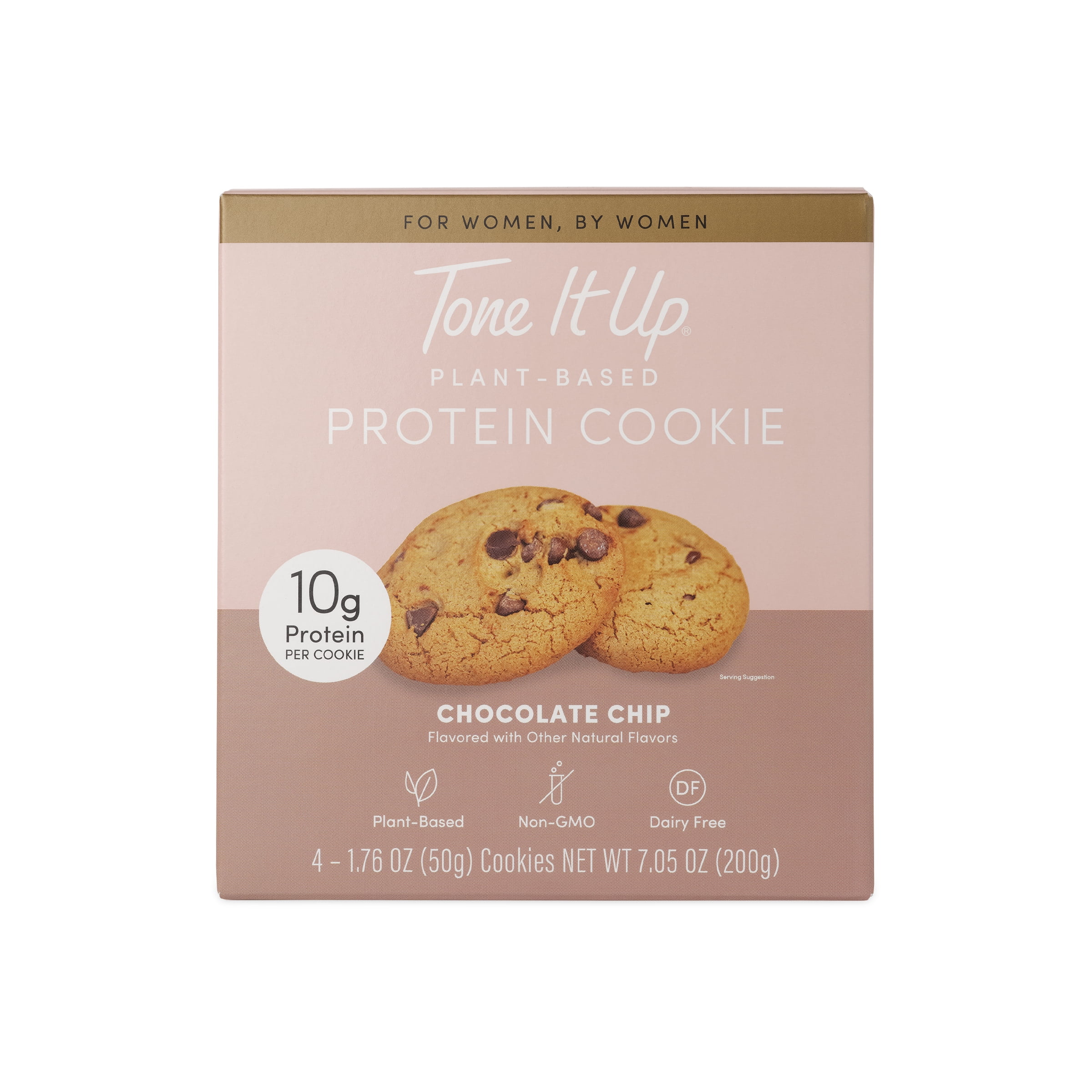 Tone It Up Plant Based Protein Cookies, Chocolate Chip, 10g Protein, 4 Count