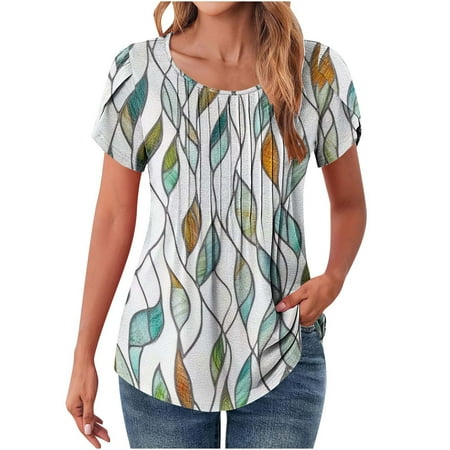 My Orders Cute Summer Tops for Women Floral Womens T Shirts Loose V Neck Sexy Summer Clothes for Women 2025 Vacation Womens Summer Tops Casual Linen Crew Neck Tops Grey