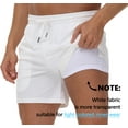 thumbnail image 4 of Taigaofy Men's 5" Workout Athletic Running Shorts Quick Dry Lightweight Gym Shorts White XL, 4 of 6