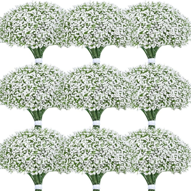Flores artificiales Yastouay Babys Breath White, 60 unidades