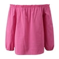 thumbnail image 5 of Oversized Tshirts for Women, Blouse off Shoulder Casual Sleeve T Shirt Shoulder Tops Size Summer Loose Ruffle Top, Red 3XL, 5 of 6