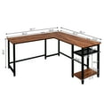 thumbnail image 6 of Hassch Modern L-Shaped Computer Desk with Storage Shelves, Corner Table for Home Office, Brown, 6 of 8