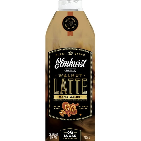 Elmhurst Walnut Latte Maple Walnut Cold Brew Dairy-Free Plant Based 25.4 fl oz