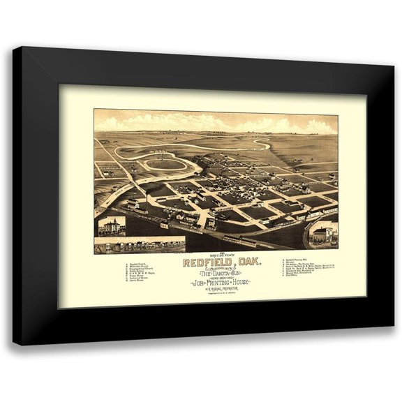Rising 14x11 Black Modern Framed Museum Art Print Titled - Redfield South Dakota - Rising 1883