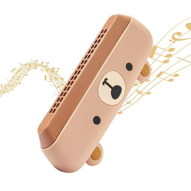 Becaristey 16 Holes C Key Cute Harmonica Multi-Functional Instrument For Children Stable Resonance Safe bear