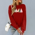 thumbnail image 6 of Lopecy-Sta Women's Christmas Print Crew Neck Sweatshirt, Loose Casual Japanese Sweatshirt Top, Festive Holiday Pullover Wine M, 6 of 6