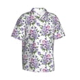 thumbnail image 2 of Daiia Violets Flowers Hawaiian Shirt for Men Gentle Cotton Regular Short Sleeve Casual-3X-Large, 2 of 9