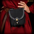 thumbnail image 4 of Mythrojan Medieval Belt Pouch Renaissance Costume Accessories LARP Waist Bag Cosplay Coin Purse Viking Canvas Pouch for Men Women - Black, 4 of 8
