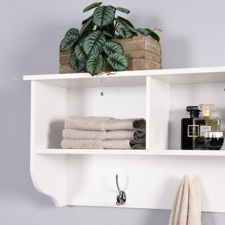Hassch Storage Shelves for Entryway Wooden Wall Mounted Coat Rack