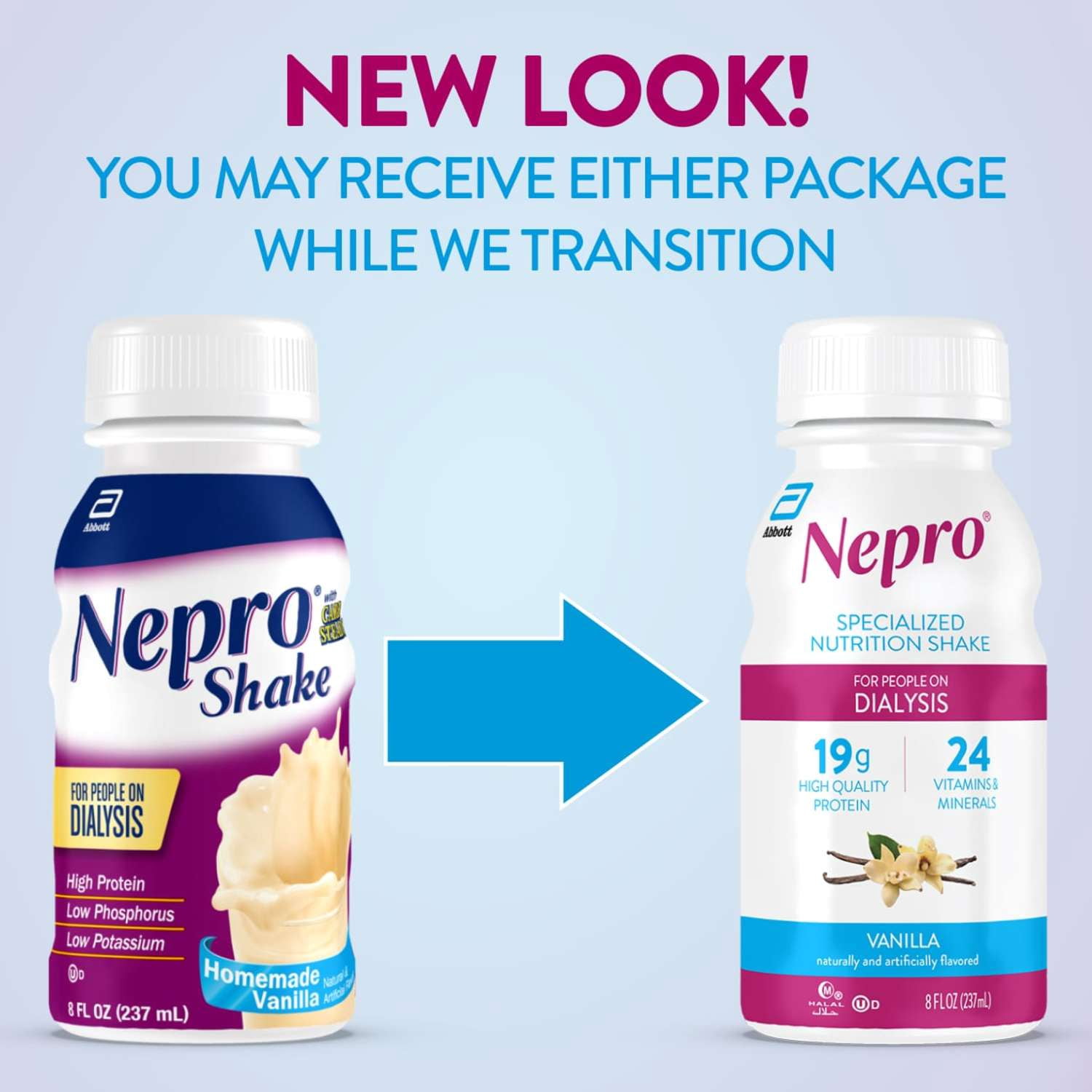 Nepro Nutrition Shake for People on Dialysis, Vanilla, 8 fl oz, Pack of 4