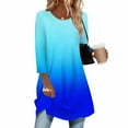 thumbnail image 4 of VEKDONE Tunic Tops for Women 3/4 Sleeve Crewneck Pullover Tops Fashion Gradient Color Print Long Blouse Casual Loose Fit Lightweight Curved Hem Shirts, 4 of 6