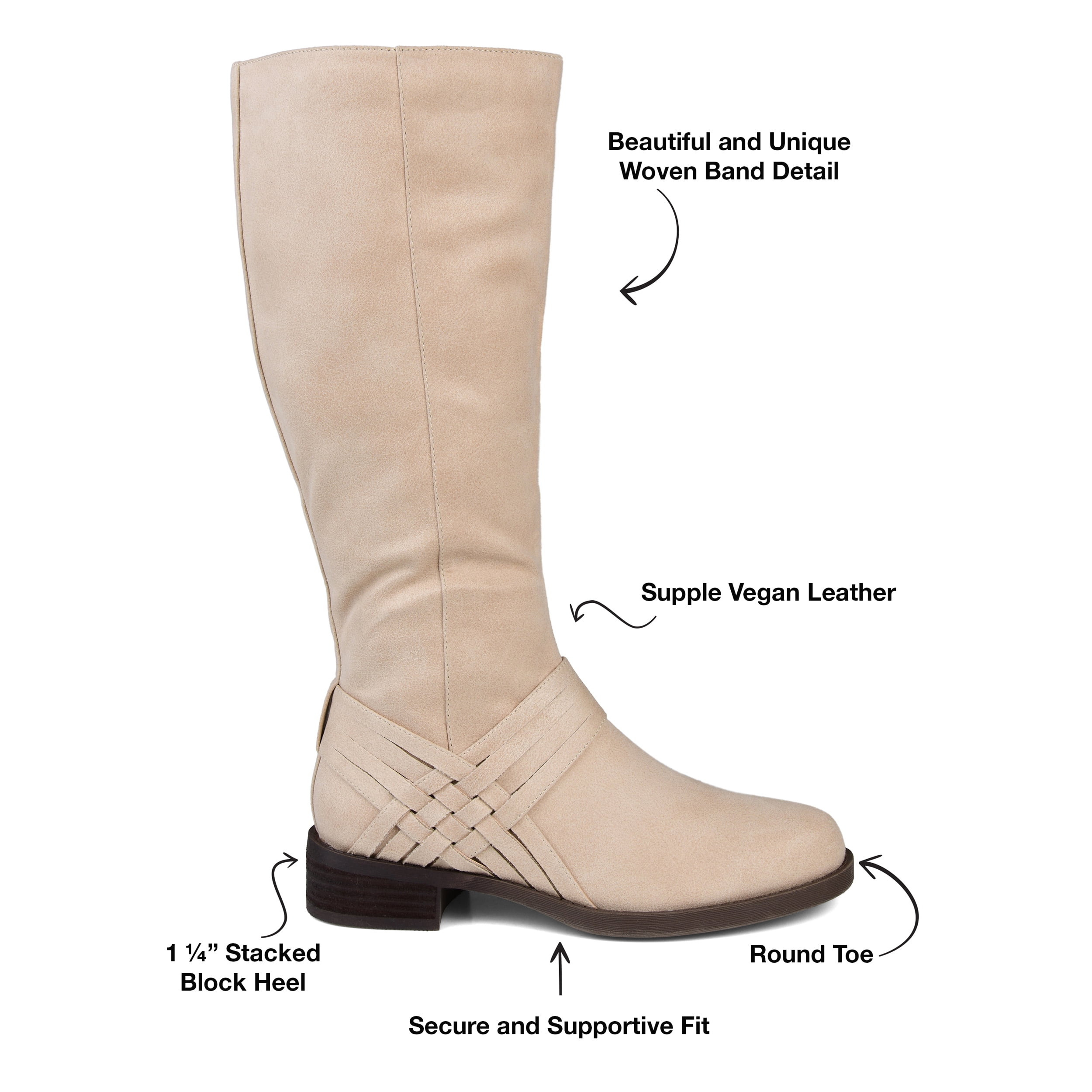 Journee Womens Meg Wide Calf Stacked Heel Riding Boots
