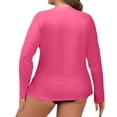 thumbnail image 5 of Women's Plus Size Swim Shirt Long Sleeve Rash Guard UV Protection Sun Shirts UPF 50+ Quick Dry Hiking Fishing Tops Pink 5XL, 5 of 6