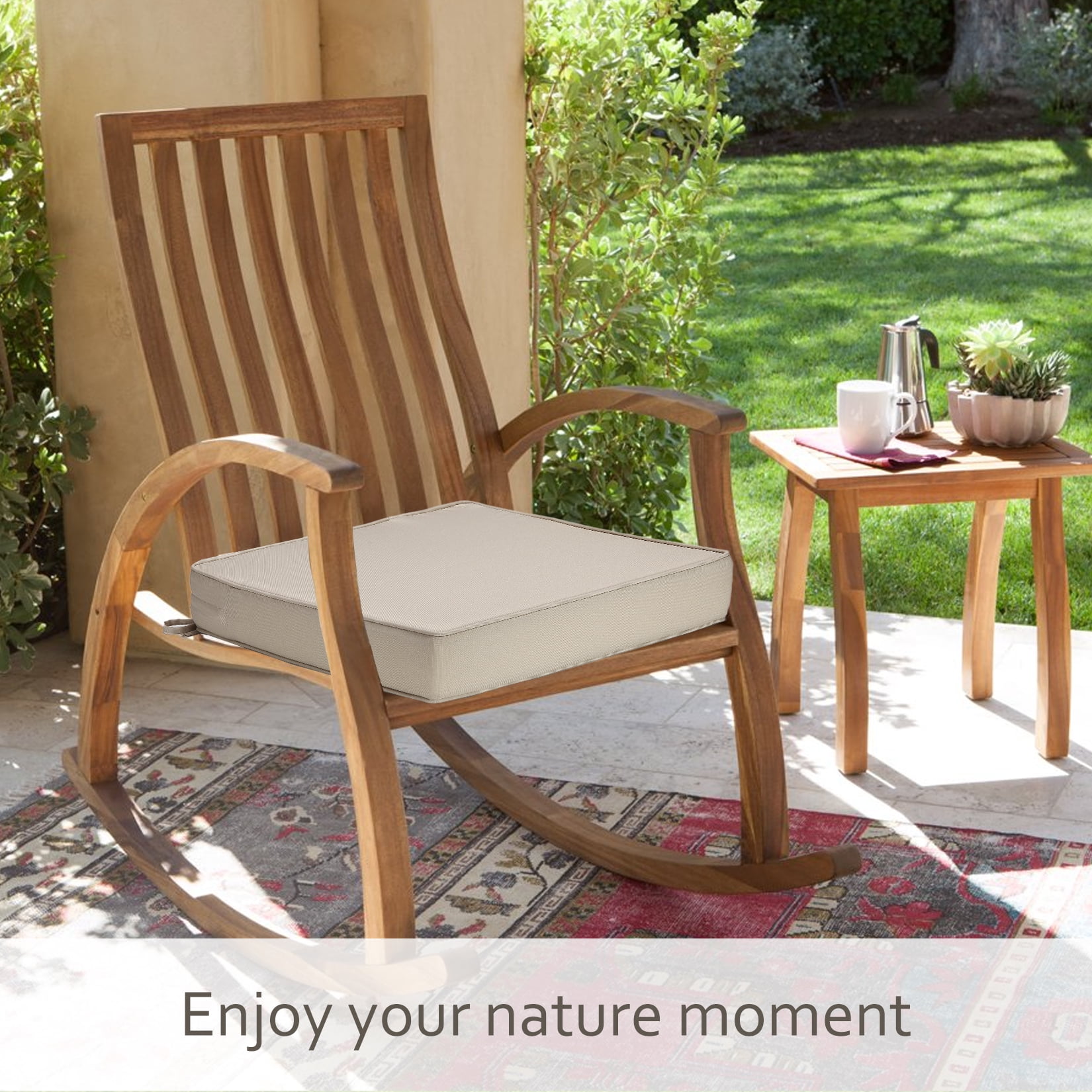 Patio Chair Cushions for Outdoor Furniture 19x19x4 Inch Set of 2, Waterproof Outdoor Seat Cushions, Garden Sofa Couch Thicked Chair Cushions with Ties
