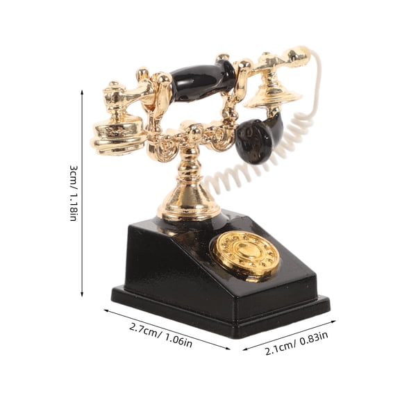 Dollhouse Telephones, 1:12 Scale Miniature Vintage Rotary Phone Models Vintage Desk Phone Props Retro Miniature Telephone for Miniature House Living Room Scene Decoration Black