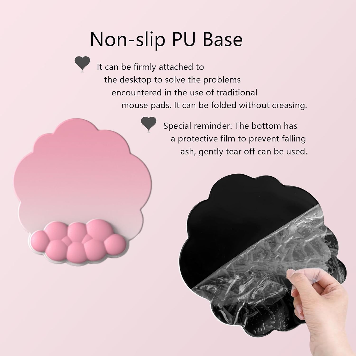 Cloud Wrist Rest Keyboard Pink Mouse Pad Set with Ergonomic Memory Foam Non-Slip Base Cute Gradient Support for Computer Laptop Gaming Home Office Relief Typing Pain