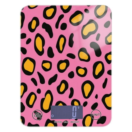 

Kitchen Electronic Scale Food Scale 7.68x5.71 inch Multifunctional Digital Kitchen Scale Tempered Glass Decorative Baking Cooking Meal Preparation Yellow Leopard Print