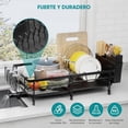 thumbnail image 4 of Escurridor De Trastes Expandible, Escurridor De Platos Multifuncional, Secador De Trastes Con Estante Para Copas De Vino, Ollas, Tabla De Cortar Y Cubiertos, Fabricado En Acero Inoxidable, 4 of 4