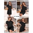 thumbnail image 4 of Ekouaer Ladies Sleepwear Short Sleeve Casual Night Shirt Stretchy Viscose Sleep Dress with Pocket Loungewear, 4 of 6