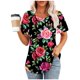 thumbnail image 2 of Tops de Ajuste Suelto para las Mujeres de Manga Corta Cuello Redondo Color Sólido, Estante de Imitación de Moda Casual, 2 of 6