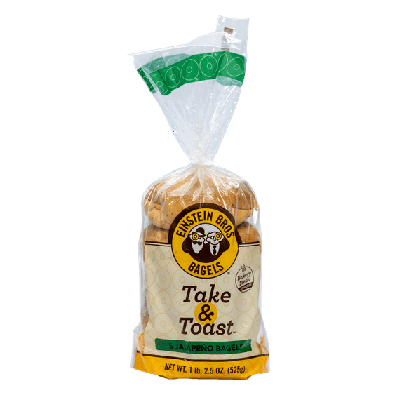 Einstein Bros Bagels Take & Toast, Jalapeno Bagel, 5 Count, 1lb 2.5oz Bag pack of 1