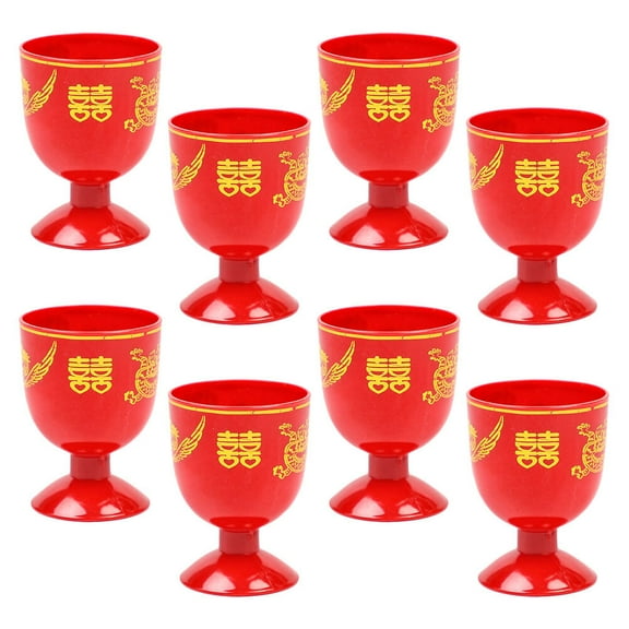 FONDOTIN 8pcs Red Glasses Drinkware Wine Cups Unbreakable For Beverages Family Friends