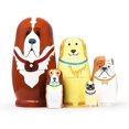thumbnail image 1 of Muñecas rusas Matryoshka con forma de oso, lindos juguetes de animales hechos a mano, juego de 5 para niños (perro), 1 of 5