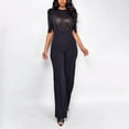 QATAINLAV Wedding Guest Jumpsuit for Women Elegant Sequin Short Sleeve