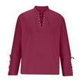 thumbnail image 4 of Mens Shirts Clearance Long Sleeve V-neck Casual Pullover Breathable Shirt Blouse Wine L, 4 of 5