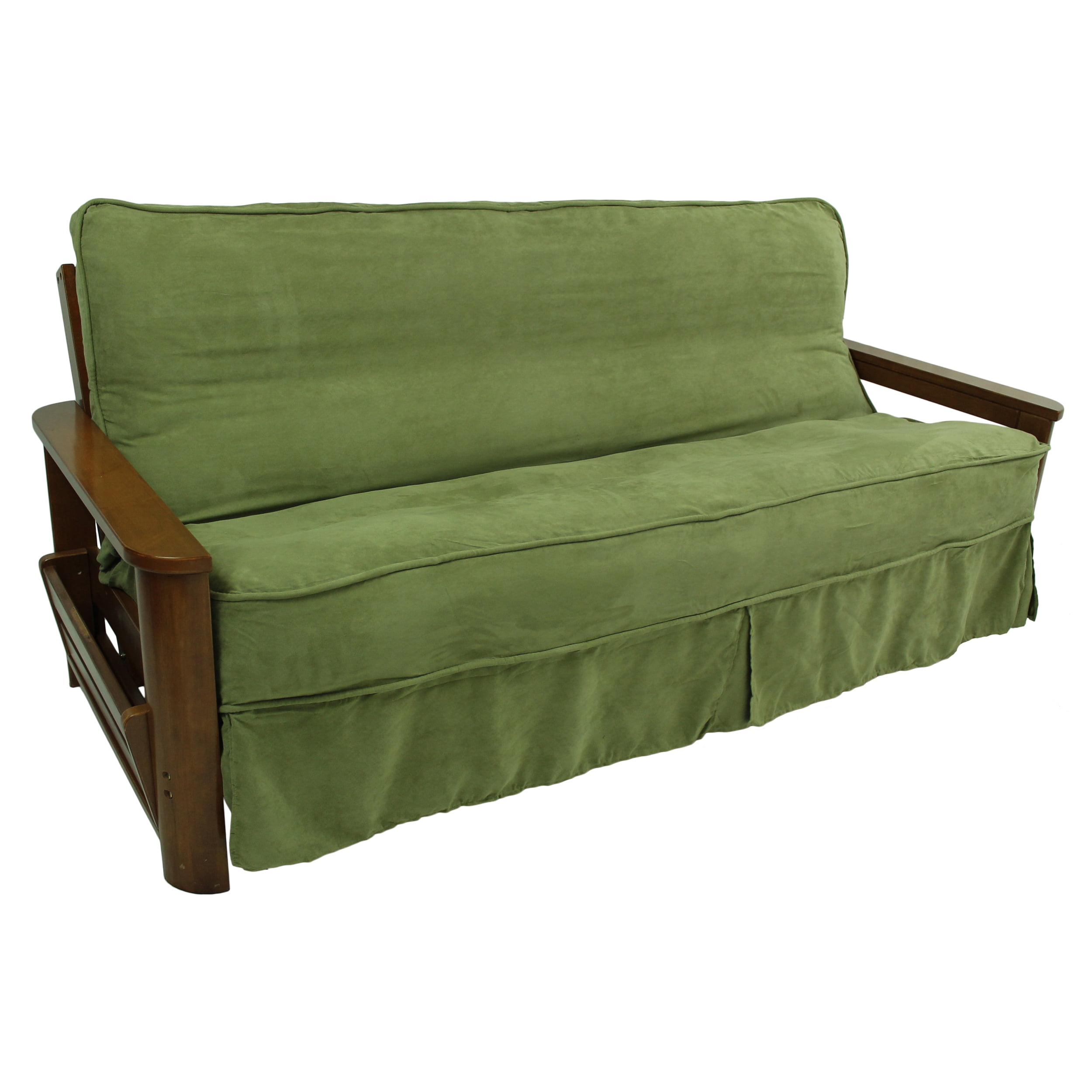 Solid Microsuede Double Corded 8 to 9inch Full Futon Slipcover Sage