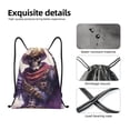 thumbnail image 4 of Saiise Cool Skull Cowboy Pattern Sports Drawstring Backpack - String Swim Gym Bag with Wet Proof Pocket for Women&Men-Small, 4 of 6