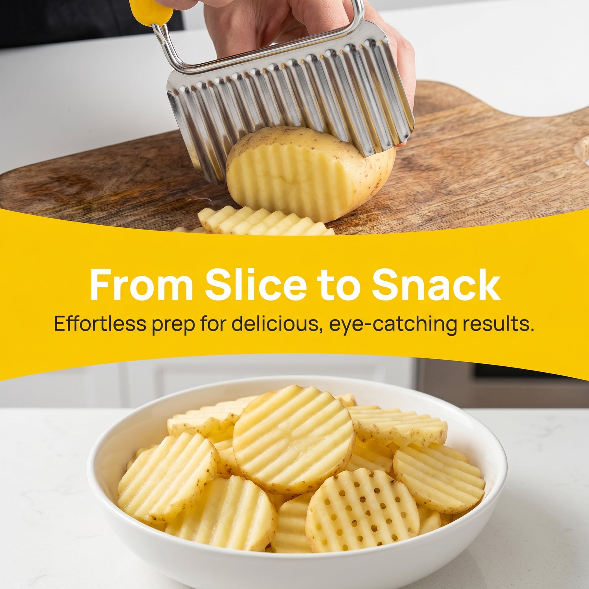 Unique Bargains Effective Mandoline Cutter Perfect for Tomato & Potato Yellow 5.4"x4.3"