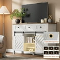 thumbnail image 3 of Farmhouse 47.2" Buffet Cabinet with Sliding Barn Door, 33.4" Tall Wood Rustic Sideboard with 3 Drawer, Adjustable Shelf and Removable Wine Rack for Dining Room, Kitchen, Living Room, White, 3 of 7
