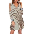 thumbnail image 1 of DYMADE Women Plus Size Splice Sequin Off Shoulder Print V-neck Dress, 1 of 4