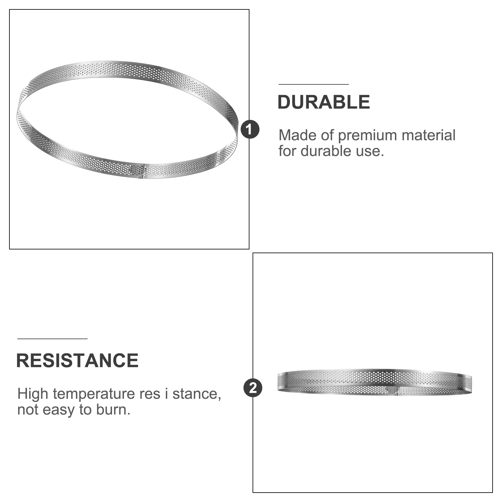 Unique Bargains Stainless Steel Small Cake Rings Set for Creating Desserts 9.7in Silver