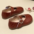 thumbnail image 4 of Girls Mary Jane School Dress Shoes for Little Big Kid Uniform Chunky Heel Closed Round Toe Flats Wedding Formal School Uniform Shoes Brown 24, 4 of 5