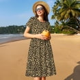 thumbnail image 4 of Balery Leopard2 Vestidos sueltos de manga corta para mujer, vestidos de verano 2025, vestidos casuales de corte A con vuelo., 4 of 6