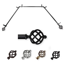 Jinx 13/16" Bay Window curtain rod 20"-36", 38"-72" - Black,(ABay-42-2)