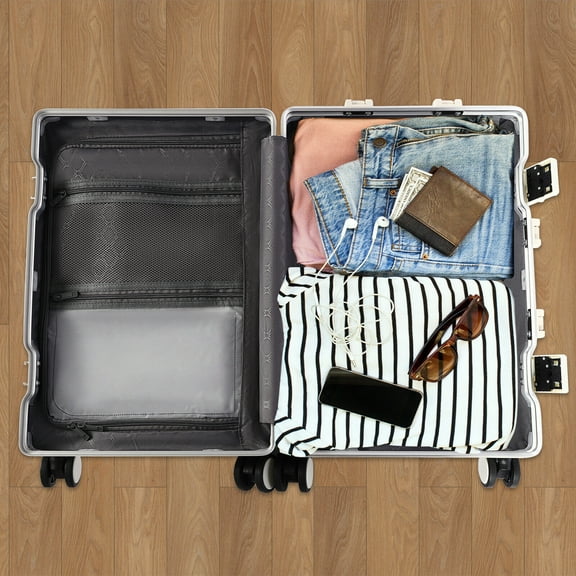 Suitcase with Front Pocket, 14"-15" Laptop Case Trolley 20" Boarding Suitcase, With Two Three-digit Password Locks