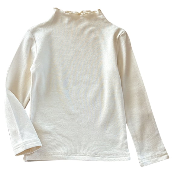 Posijego Little Girls Mock Neck Long Sleeve Shirts Cotton T-Shirt Plain Basic Tee Girls Fall Winter Undershirts