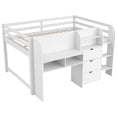 thumbnail image 3 of Euroco Wood Full Size Loft Bed with Desk, Drawers and Cabinets, Low Profile Bed with Cabinets and Whiteboard for Bedroom, White, 3 of 12