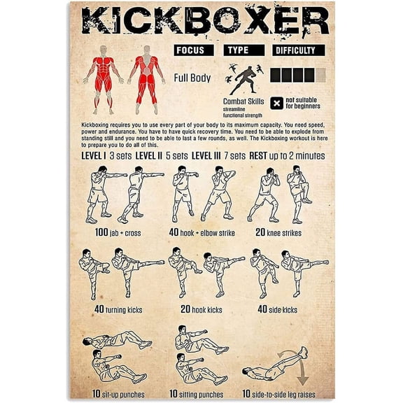 Kickboxer Metal Signs Vintage Gym Decor Taekwondo Knowledge Tin Poster Bar Club Room Home Wall Decor Plaque Size: 12 x 16 inch