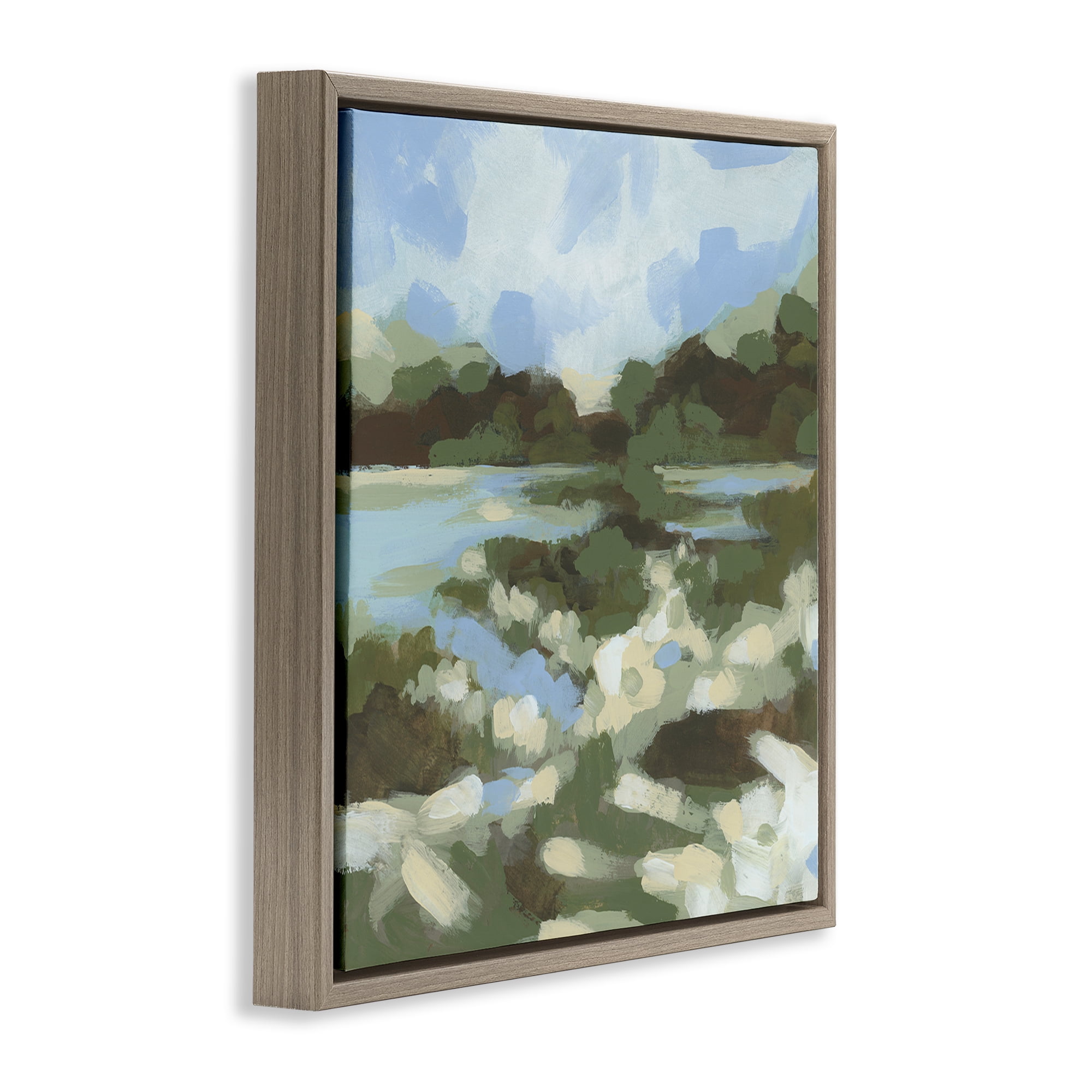 Stupell Industries Fluid Landscape Impression Landscape & Nature Painting Brown Floater Framed Canvas Art Print Wall Art, 18 x 18
