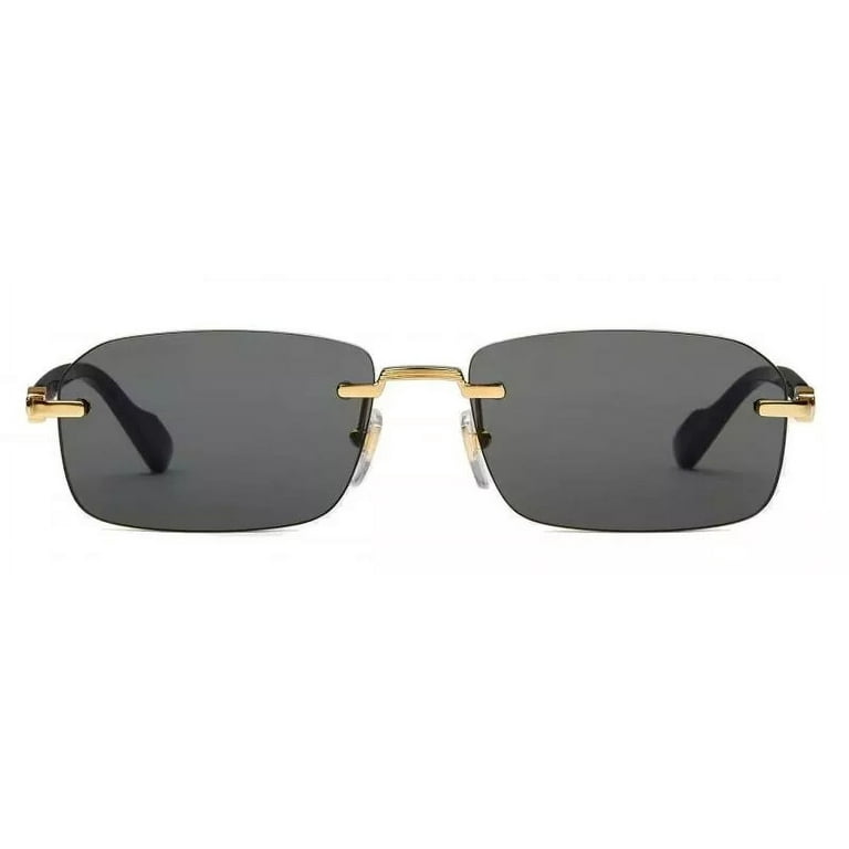 Gucci GG 1221S 001 Square Rimless Sunglasses Gold with Black Grey