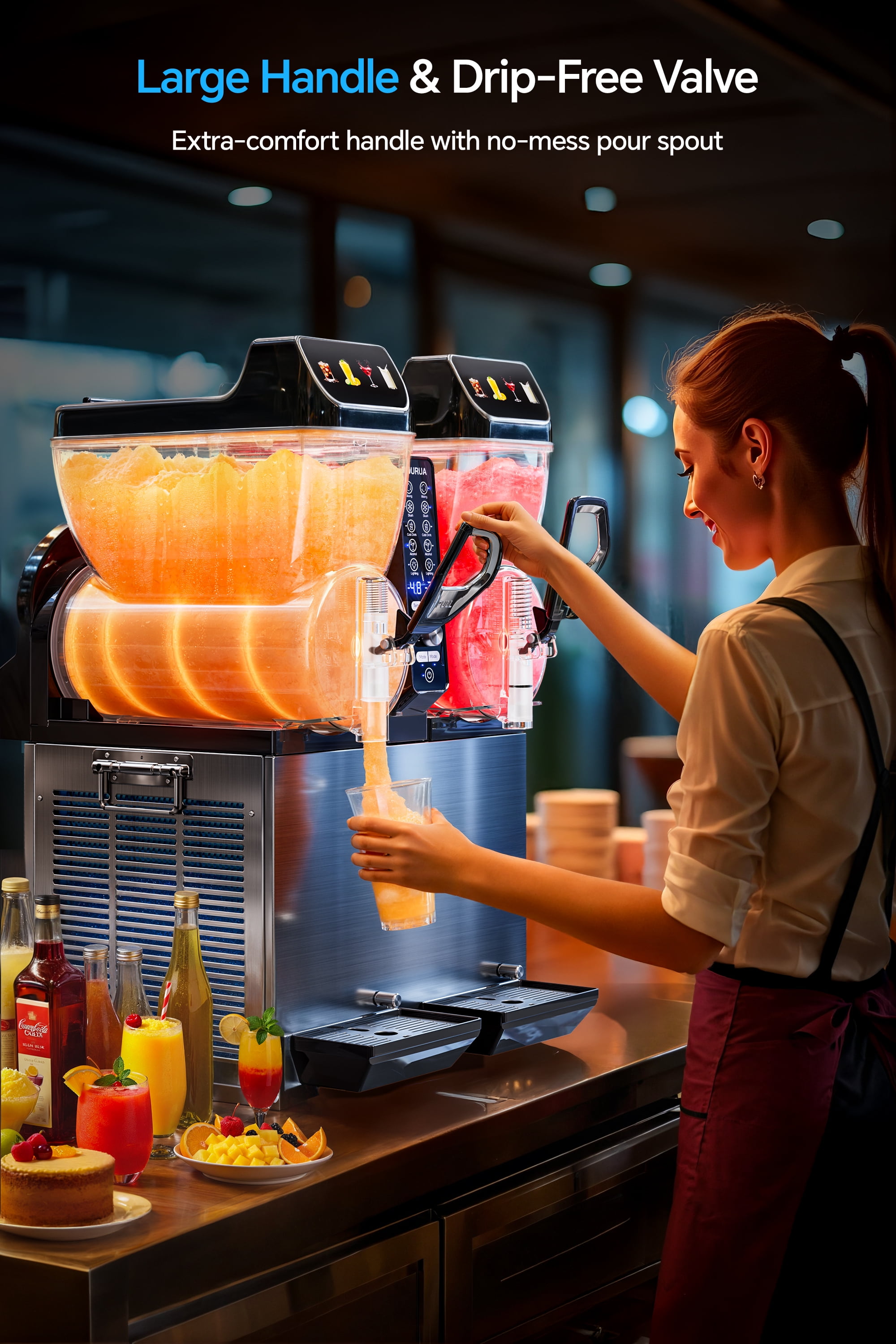 Tessanovi Commercial Slushie Machine, Margarita Daiquiri Wine Frappe Slush Frozen Drink Machine, 30L