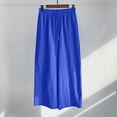 thumbnail image 3 of AILIYIL Versatile Pants Women'S Cotton Linen Pants Drawstring Elastic Waist Side Pockets High Rise Casual Loose Trousers Pants (Blue,S), 3 of 3