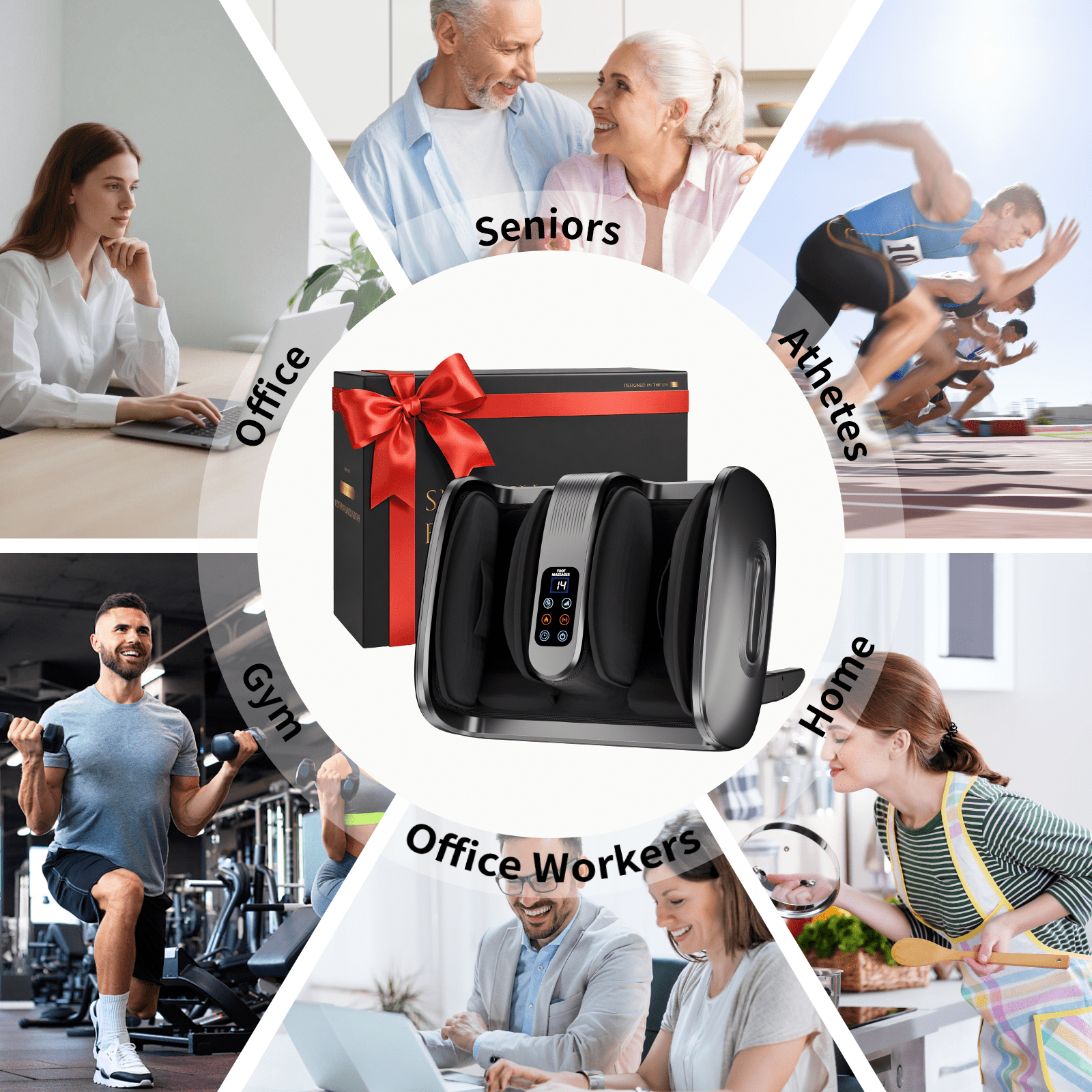Foot Massager with Heat, Shiatsu Foot Massager Machine with Compression, Deep Kneading Calf for Feet and Ankle, Men, Women, Home and Office