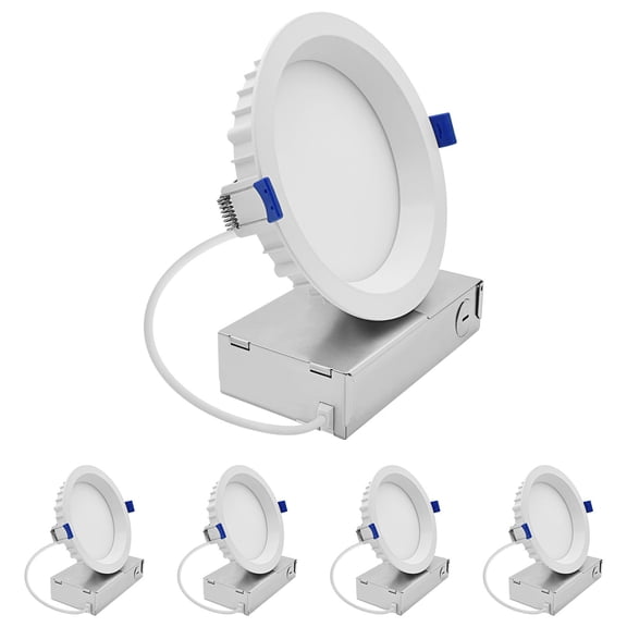 LUXRITE 6 Inch LED Regressed Mini Panel, Recessed Light, 5CCT, 12W/15W, 770/1150LM, CRI90, Dual Dimmable 100 ETL 4 Pack