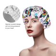 thumbnail image 2 of Yiaed Bright Butterflies1 Print Reusable Shower Cap & Bath Cap & Lined, Oversized Waterproof Shower Caps Designed for all Hair Lengths, 2 of 7