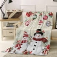 thumbnail image 2 of Christmas Xmas Throw Flannel Blanket 32x48In Elk Snowman Bird Poinsettia Retro Letter Super Soft Cozy Bed Blanket, Lightweight Plush Fuzzy Bed Throw for Bedroom Sofa Couch Living Room, 2 of 4